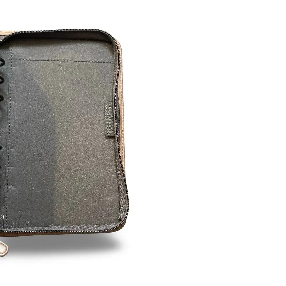 Day-Timer Distressed Brown Faux Leather Zip Around Planner Binder Organizer